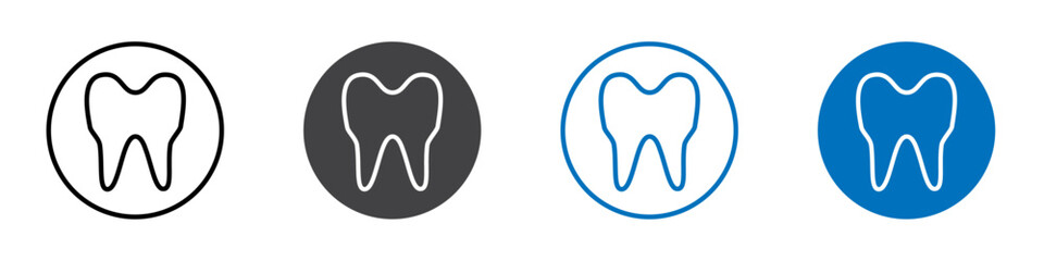 Tooth icon flat editable icon mark set.