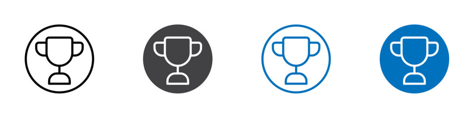 Trophy icon flat editable icon mark set.