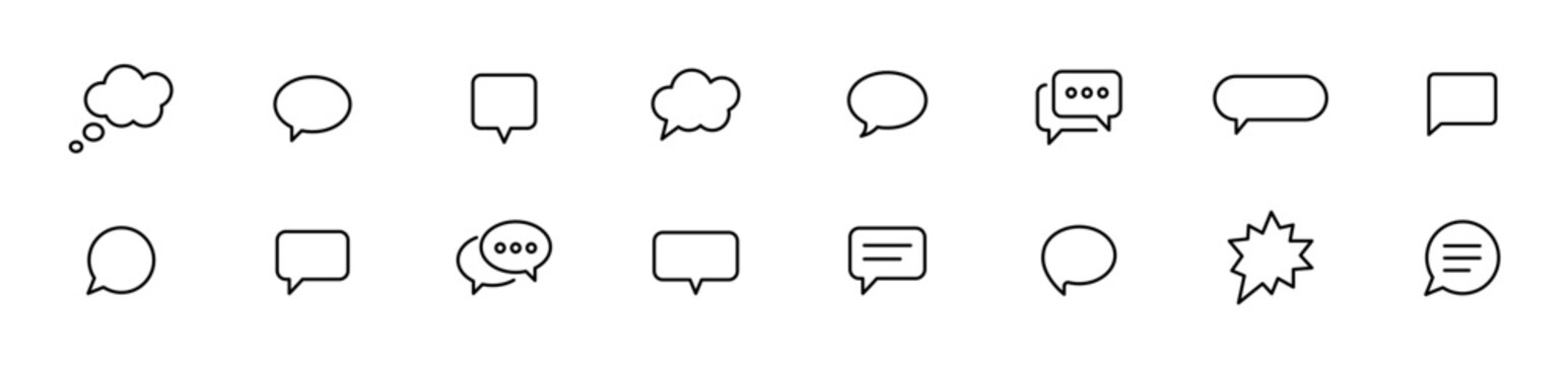 Speech bubble icon set. Message, chat, dialogue icons. Chat bubble, talk bubble sign