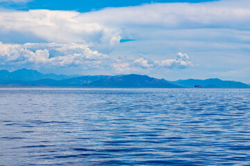 Fototapeta premium Landscape off the coast of Corfu, Greece in the summer