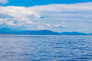 Landscape off the coast of Corfu, Greece in the summer