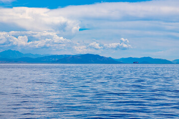Landscape off the coast of Corfu, Greece in the summer