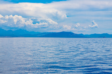 Landscape off the coast of Corfu, Greece in the summer