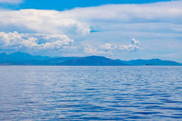 Landscape off the coast of Corfu, Greece in the summer