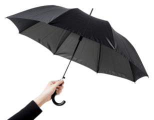 PNG A hand carry a black umbrella on the white background
