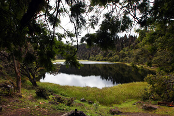 a lagoon hidden in the middle of a mountain