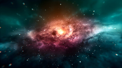 Fototapeta premium Green Nebula Space Background