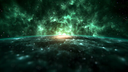 Fototapeta premium Green Nebula Space Background