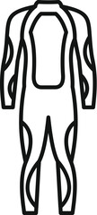 Simple black line vector icon representing a triathlon suit, ideal for athletes participating in multi discipline races