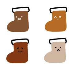 Cute Snow Boots Vector | Various Expressions | Minimalist Design | 4 Vectors