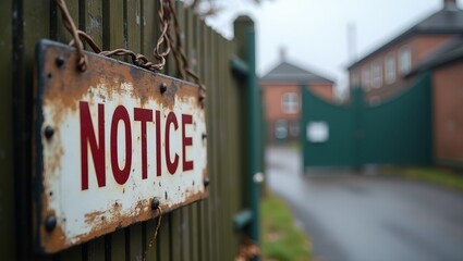Industrial Notice Sign at Factory Gate