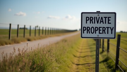 Private Property Sign on Rustic Fence in Rural Setting
