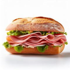 Deli sandwich in baguette bread