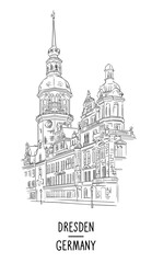 Fototapeta premium Germany hand drawn landmark Dresden vector illustration