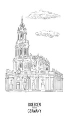 Germany hand drawn Dresden attraction vector