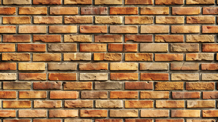 Obraz premium Seamless brick wall texture, warm orange and brown, for background, interior design, copy space