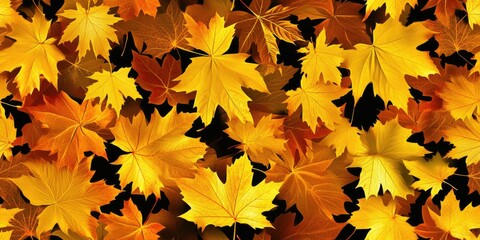 Fototapeta premium Discover the beauty of a seamless fall background featuring earth tones and glamorous golden leaves lightly scattered among vibrant hues, perfect for autumn-themed designs