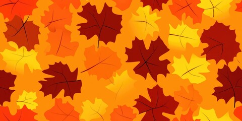 Fototapeta premium A vibrant seamless pattern of earth-toned fall leaves with golden accents, creating a warm and inviting atmosphere perfect for autumn-themed designs