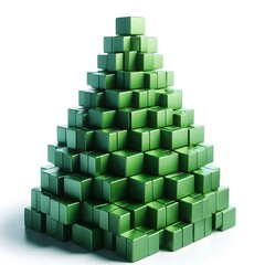 green christmas tree, modern design, isolated on a white background, 3d shapes