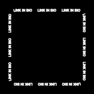 Square video with black background, rotating white glowing text border repeating "link in bio" around the edge, leaving the center empty.