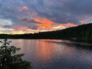 sunset over the lake