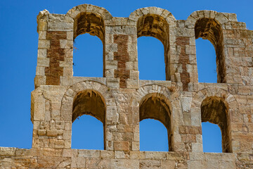 The Odeon of Herodes Atticus near the Acropolis of Athens in Greece