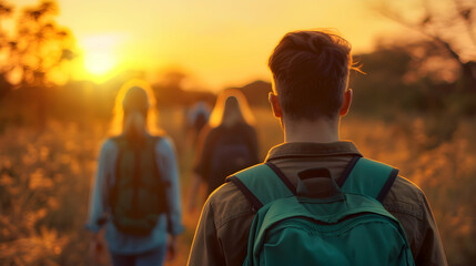 Obraz premium Group Friends Traveling Together Enjoying Youth