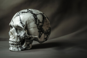 A skull carved from marble shows a unique combination of art and nature