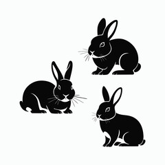 Fototapeta premium Rabbit Silhouette Vector Set Animals Illustration Template