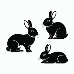 Obraz premium Rabbit Silhouette Vector Set Animals Illustration Template