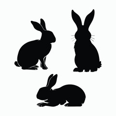 Fototapeta premium Rabbit Silhouette Vector Set Animals Illustration Template