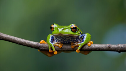 Obraz premium Green Tree Frog on a Branch