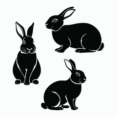 Obraz premium Rabbit Silhouette Vector Set Animals Illustration Template