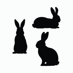 Fototapeta premium Rabbit Silhouette Vector Set Animals Illustration Template