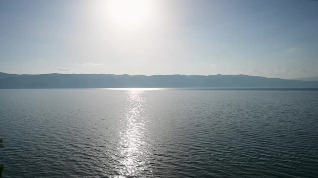 Ohrid lake. Natural lake between North Macedonia and Albania. 