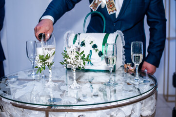 Elegant Celebration Toast with Crystal Glasses and Floral Decor