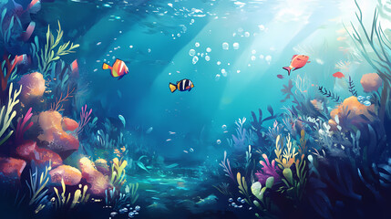 Childbook illustration underwater world. Underwater World. Illustration