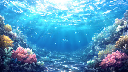 The world of the underwater atolls. Underwater World. Illustration