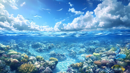 The world of the underwater atolls. Underwater World. Illustration