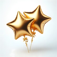 Gold start, ballon, Celebration, Decoration, Isolated on a white background