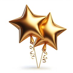 Gold start, ballon, Celebration, Decoration, Isolated on a white background