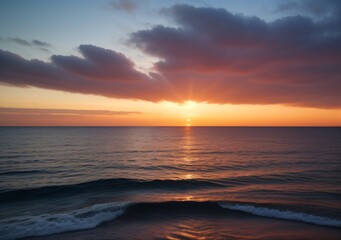 Sunset Over Calm Ocean Waves