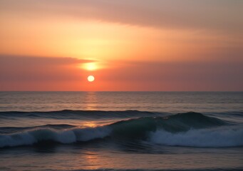 Sunset Over Calm Ocean Waves