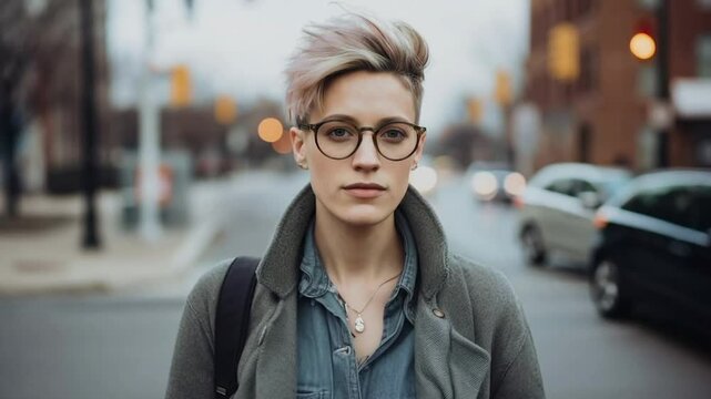 LGBT LGBTQ person portrait on a street