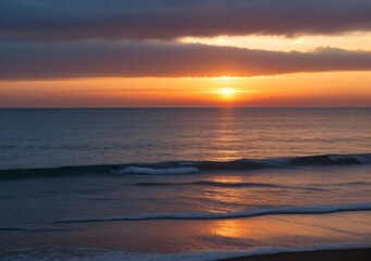 Sunset Over Calm Ocean Waves