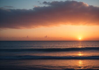 Sunset Over Calm Ocean Waves