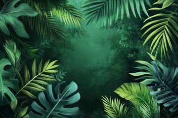 Fototapeta premium Nature leaves, green tropical forest, backgound illustration concept 