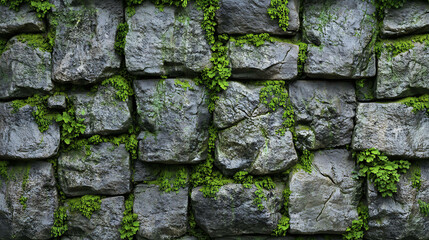 Close-up of a mossy stone wall.