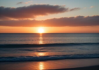 Sunset Over Calm Ocean Waves