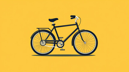 Fototapeta premium A black bicycle on a yellow background.